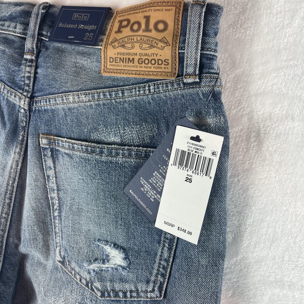 NWT Polo Ralph Lauren Relaxed Straight Distressed Jeans Women’s 28 Actual-25 Tag